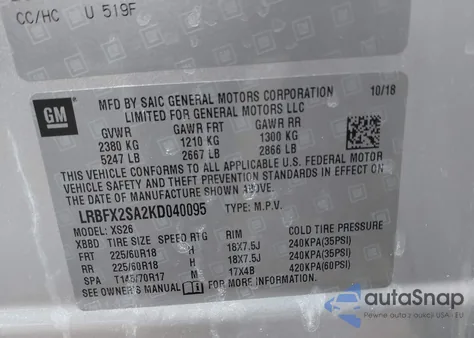 2019 Buick Envision Awd Essence z USA, uszkodzony, nr VIN LRBFX2SA2KD040095